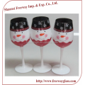 hand painted Christmas series red colored wine glasses